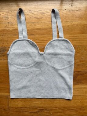 H&M Gray Brushed Knit Bustier Crop Tank Top – Size Small